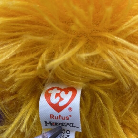 Ty Rufus Monstaz Yellow Orange Purple Shaggy Furry Plush Stuffed Animal 5” - Picture 7 of 9